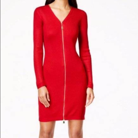calvin klein red sweater dress